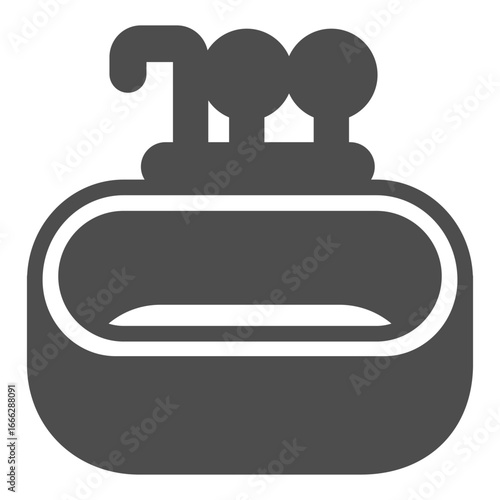 Washbasin solid icon, spa salon concept. Vector graphics. Ceramic sink with hot and cold water faucet, bath time sign on white background, glyph style icon for mobile or web design.