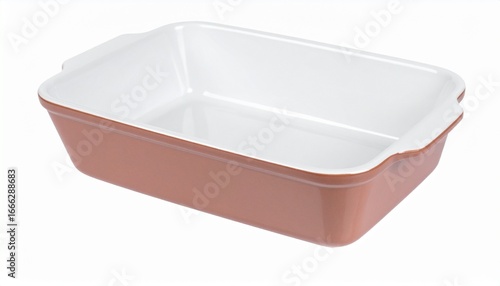 Rectangular Ceramic Baking Dish, Brown Exterior, White Interior