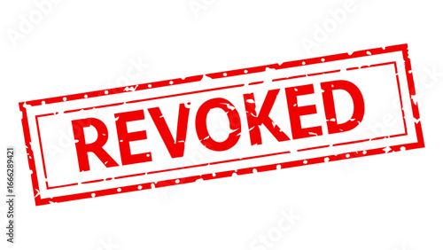 Revoked stamp in red on white background  