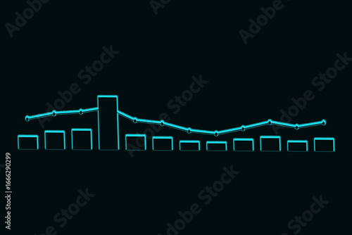 a digital financial chart on a clean black background. fintech investment growth chart. digital financial graph success. market analysis data visualization