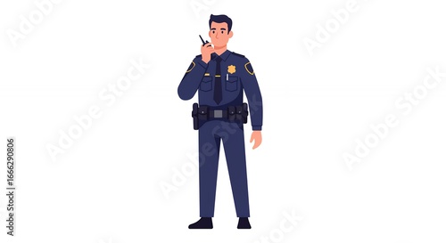Police Officer Using Walkie-Talkie