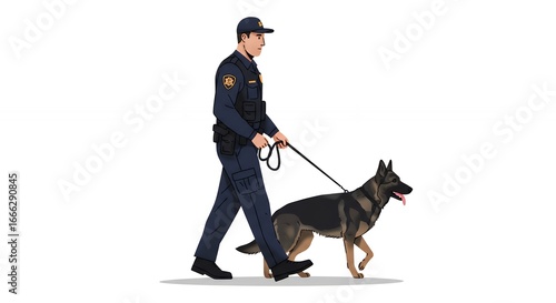 Police Officer Walking with K-9 Unit