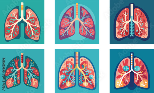  Set of Human Lungs Vector 