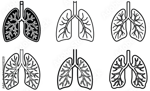  Set of Human Lungs Vector 