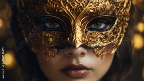 Wallpaper Mural Close-up of a woman wearing a golden mask Torontodigital.ca