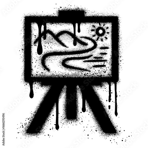 painting on canvas in urban graffiti style with black spray paint. vector illustration.