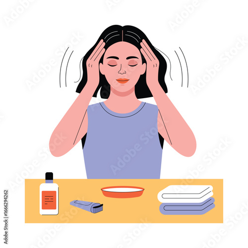 Massaging Scalp Flat Illustration. EPS 10 file 