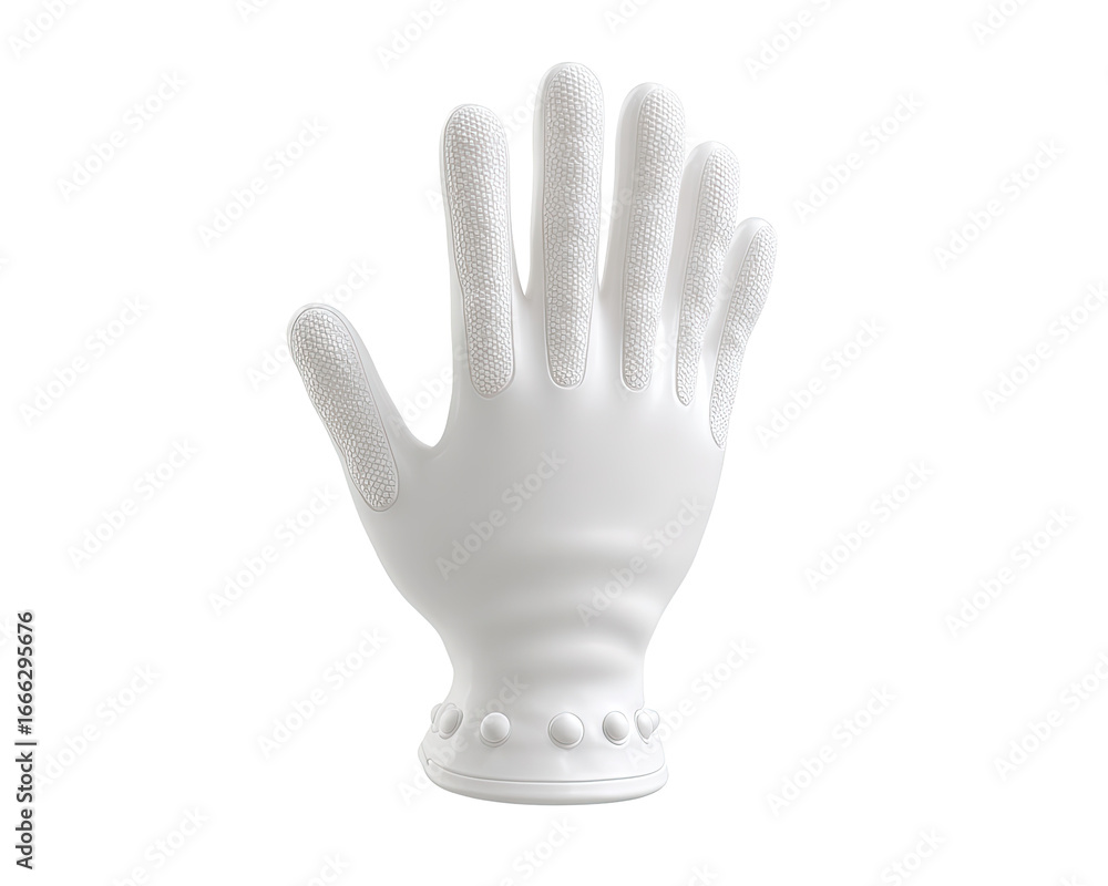 Obraz premium White glove, hand-shaped, isolated on black. Textured, five-fingered, appears pliable, small bumps at wrist