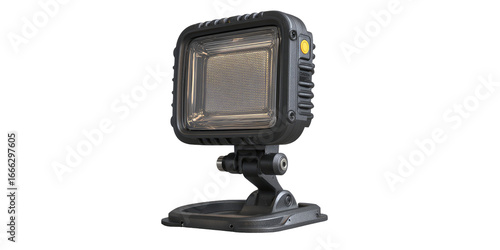 Gray square portable work light with adjustable stand