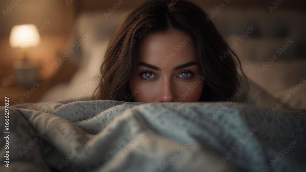 Fototapeta premium Close-up woman in bed