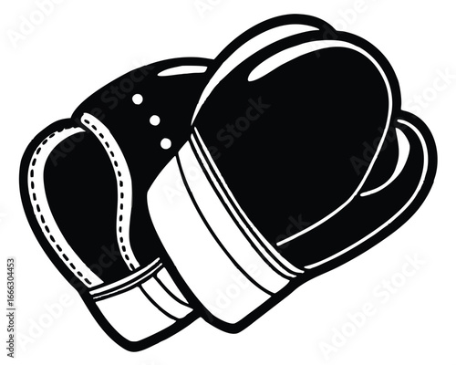 Classic black and white boxing gloves illustration