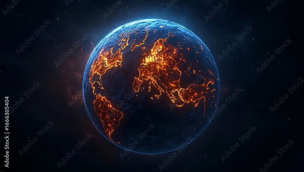 Obraz premium Stunning view of Earth from space showing city lights, perfect for global business concepts