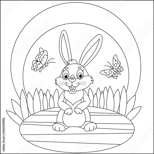 Children's coloring rabbit