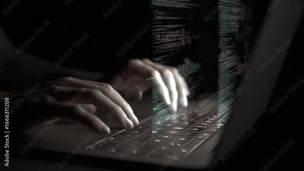 Hacker's Midnight Code: An anonymous person's hands dance across the ...
