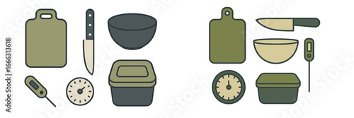 Essential kitchen tools for cooking and food preparation activities