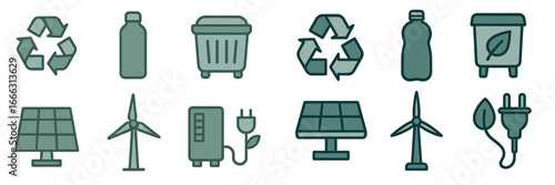 Eco-friendly icons for renewable energy illustration