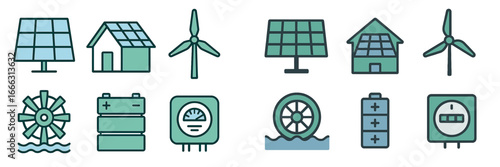 Renewable energy icons for eco-friendly resources
