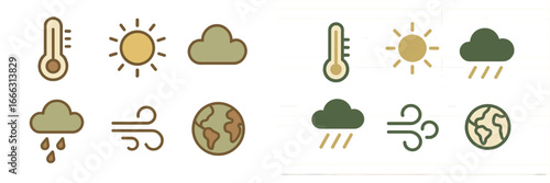 Weather icons showing temperature and conditions