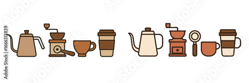 Minimalist vector of stylish coffee brewing tools