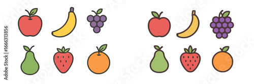 Colorful vector illustration of various fruits in a playful layout