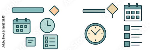 Vector illustration of time management and planning elements
