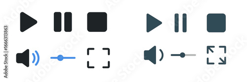 Vector illustration of multimedia control icons on isolated background
