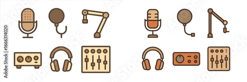 Vintage audio gear and accessories vector illustration
