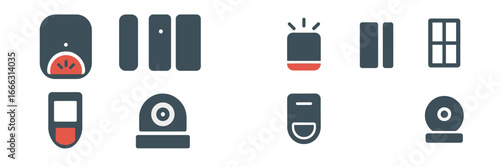 Vector illustration of various security and alarm devices