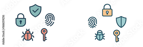 Cybersecurity elements and protection measures illustration