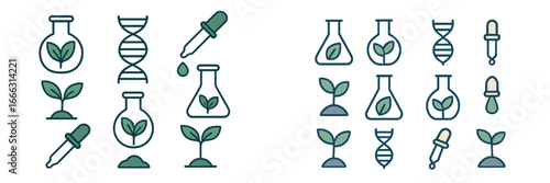 Illustration of scientific plant research and biotechnology concepts