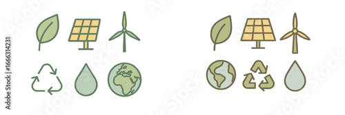 Vector illustration of renewable energy symbols for eco awareness