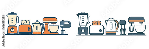 Stylish kitchen appliances collection in vector illustration format