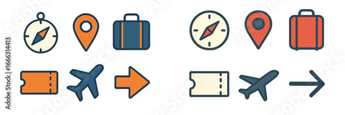 Travel symbols collection for planning adventures and journeys