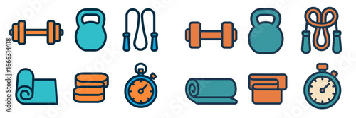 Various fitness equipment illustrations for an active lifestyle