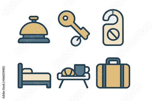 Illustration of hotel elements for travel and accommodation planning