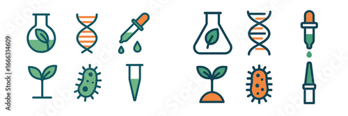 Vector illustration of biotechnology elements for educational use