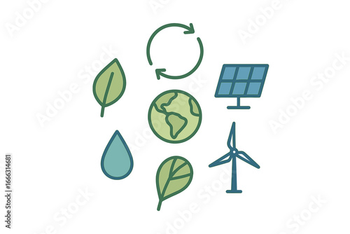 Vector illustration of sustainable energy concepts and symbols