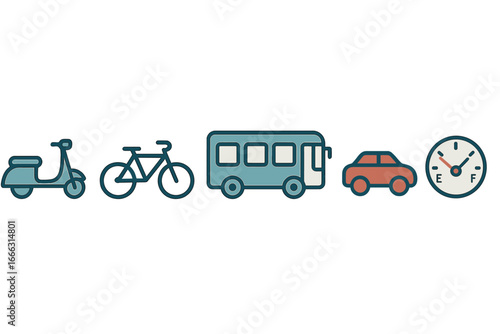 Various modes of transportation illustrated in vector style