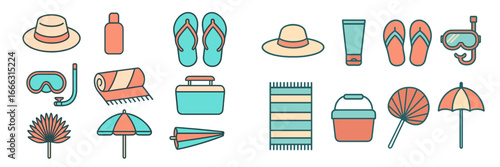 Summer beach essentials vector illustration for fun outdoor activities