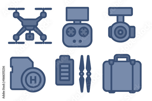 Drone parts and accessories for aerial work illustration