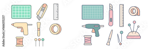 Craft tools for various creative projects in a vibrant vector style