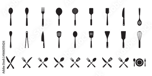 Black and White Kitchen Utensil Set
