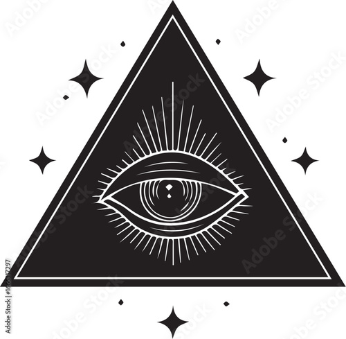 Eye triangle stars mystic occult esoteric spiritual symbol vector art