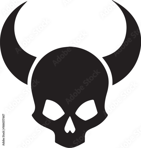 Skull horns demon evil death halloween horror spooky dark vector icon