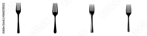 Various styles of forks displayed on a white background highlighting their design and structure