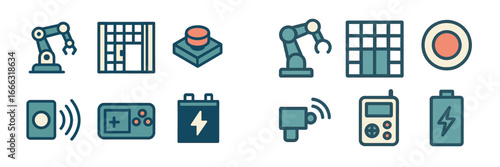 Vector illustration of robotic arms and electronic devices in use