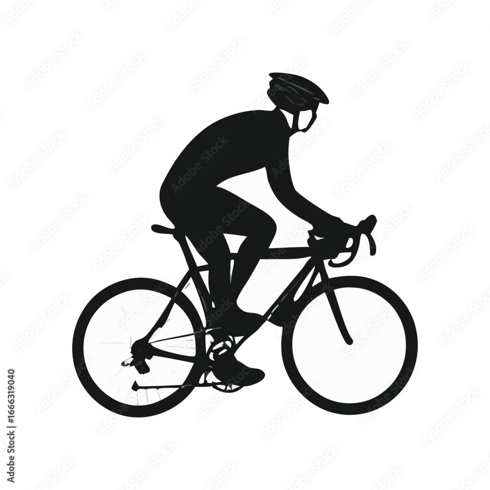 Obraz premium Cycling icon on white background, active lifestyle symbol. silhouettes showcase classic cycling styles from tandem rides cycling icon depicting a cyclist and a bicycle in a minimalist style.