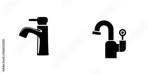 Two modern kitchen faucets with sleek designs in black and white showcasing functionality and style in a minimalist setting