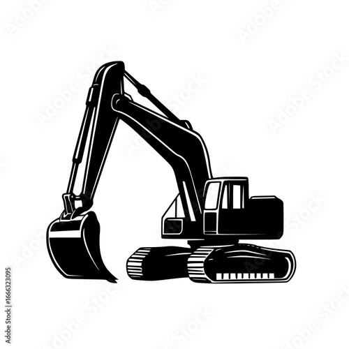 Excavator working on construction site during daylight hours with focus on heavy machinery in operation