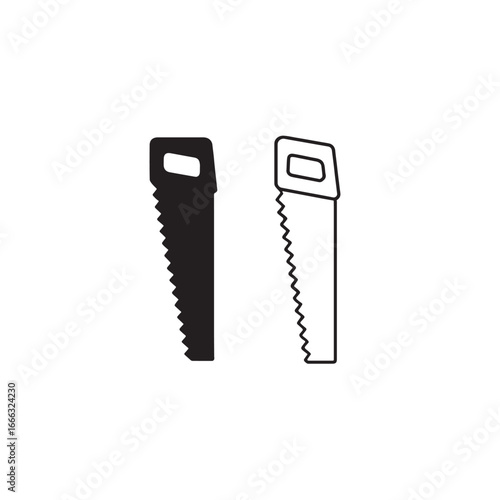 Pair of Saws Black and Outline Vector